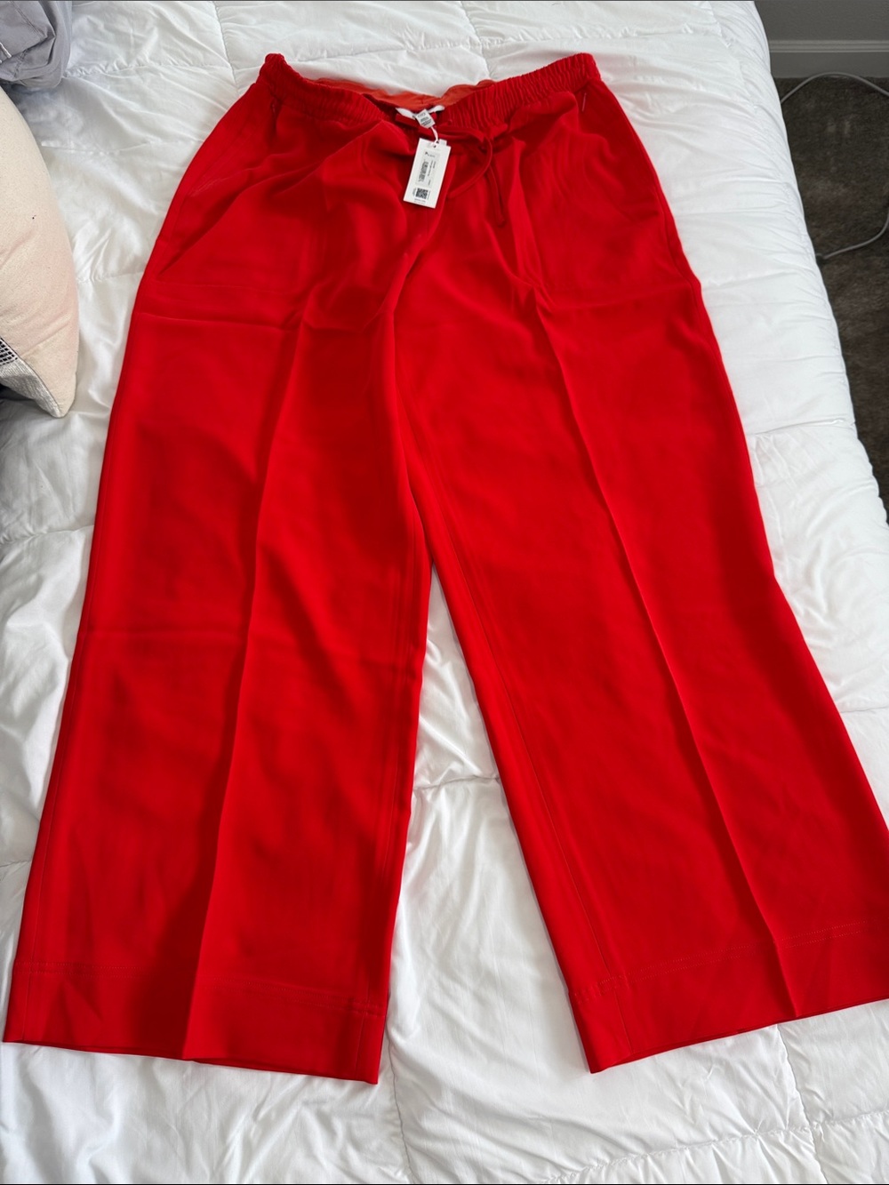 SPANX Bright Red Drawstring Waist Wide-Leg Pants
